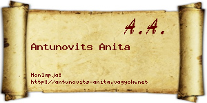 Antunovits Anita névjegykártya