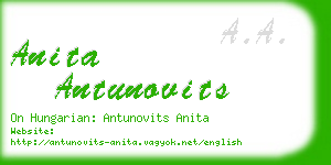 anita antunovits business card